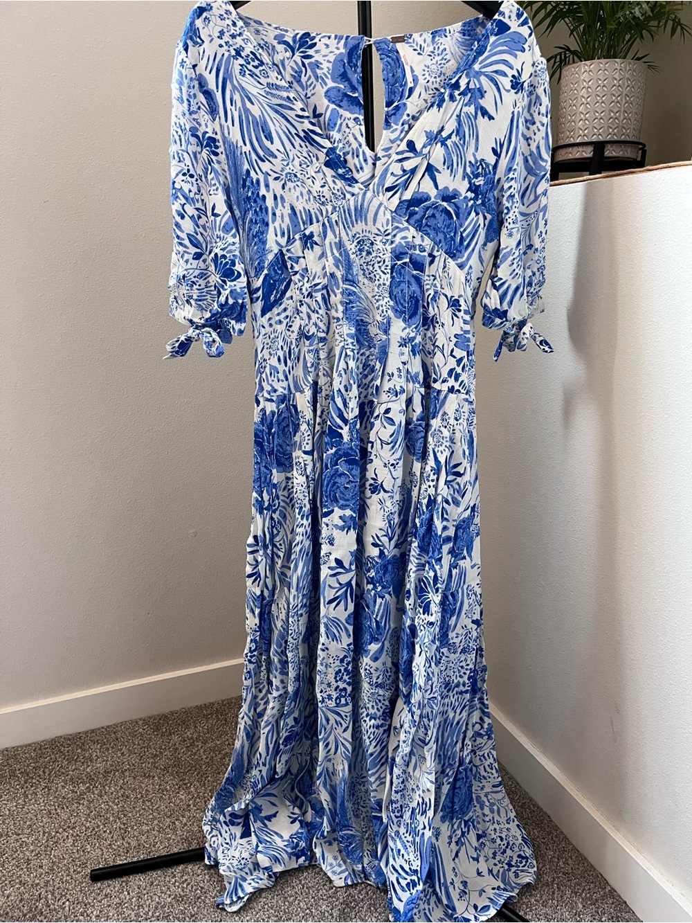 Free People Blue and White Floral Maxi Dress